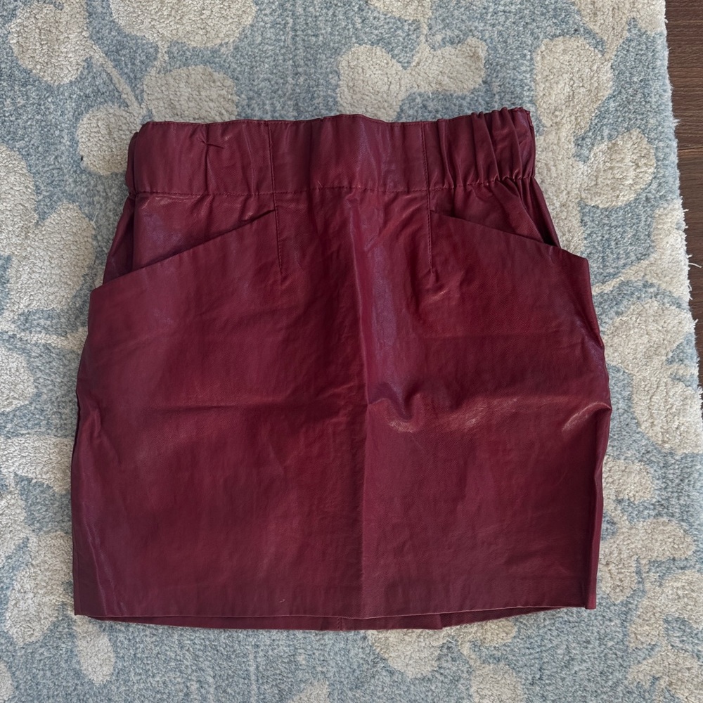 Zara Burgundy Vegan Leather Mini Skirt